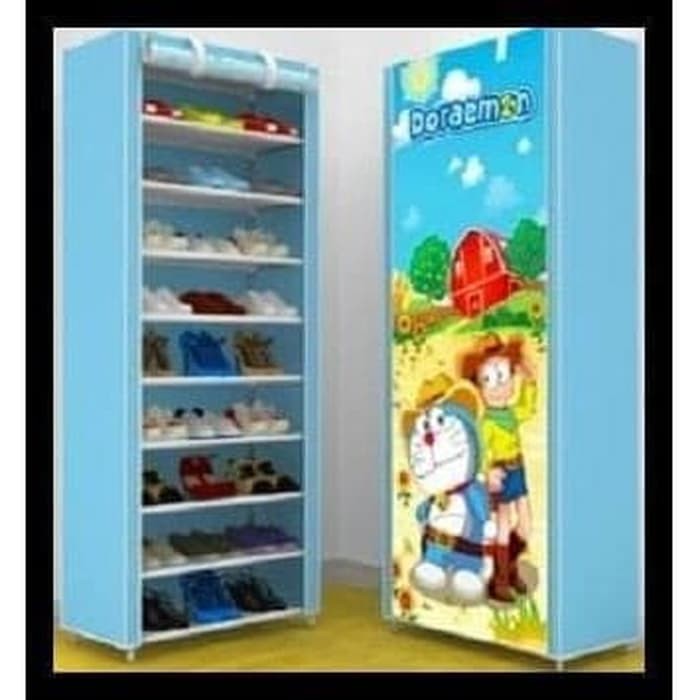 Rak Sepatu Portable Shoe Rack Twin Dog Karakter Doraemon Shopee Indonesia