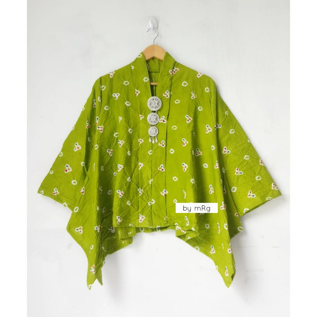 [PREMIUM] Blus Kartini Jumput Lime Batik Jumputan Handmade Encim Tie Dye Handmade Atasan Muslim