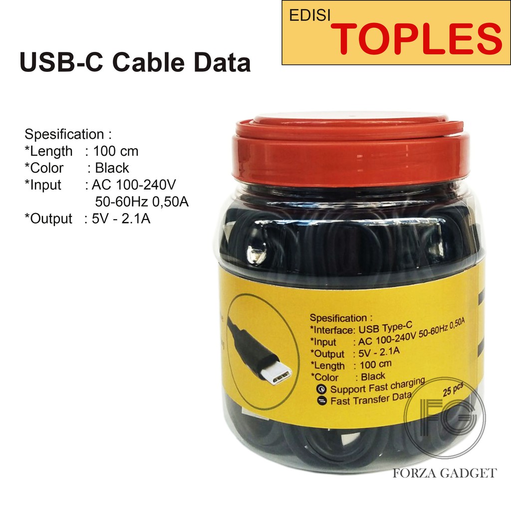 Rp 8000 Kabel USB Type-C Support Fast Charging minim 50pc free TOPLES