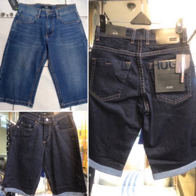 CELANA PENDEK JEANS HUGO SPORT BIRU DONGKER