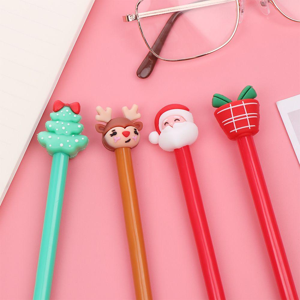 Nanas 2/5Pcs Gel Pen Hadiah Alat Tulis Perlengkapan Menulis Santa Claus Snowman Christmas Series