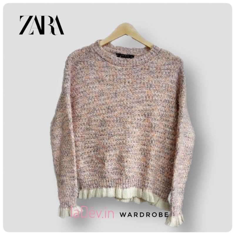 THRIFT PRELOVED ZARA KNIT FUZZY SWEATER BULU RAJUT