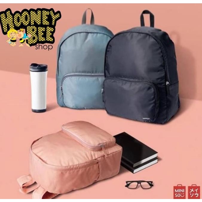 Japan Quality Miniso - Tas Ransel Lipat Backpack Simple 2 Fungsi