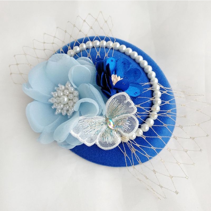 Topi Pesta Bayi MICHIKO HAT Headband Baby Bando Newborn Bandana Anak Biru Elektrik