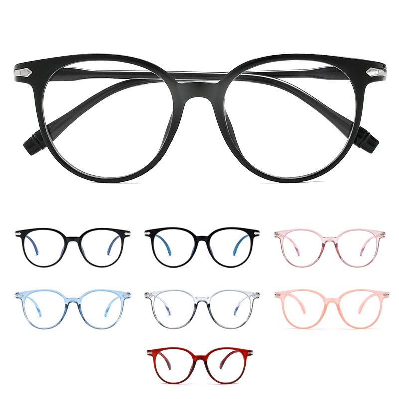 (JIUERBAOFFICIAL)COD Kacamata Anti Radiasi Wanita Kacamata Korea Gaya Bulat Cewek Murah Bahan Plasik Aneka Warna untuk Unisex Eyeglasses-1
