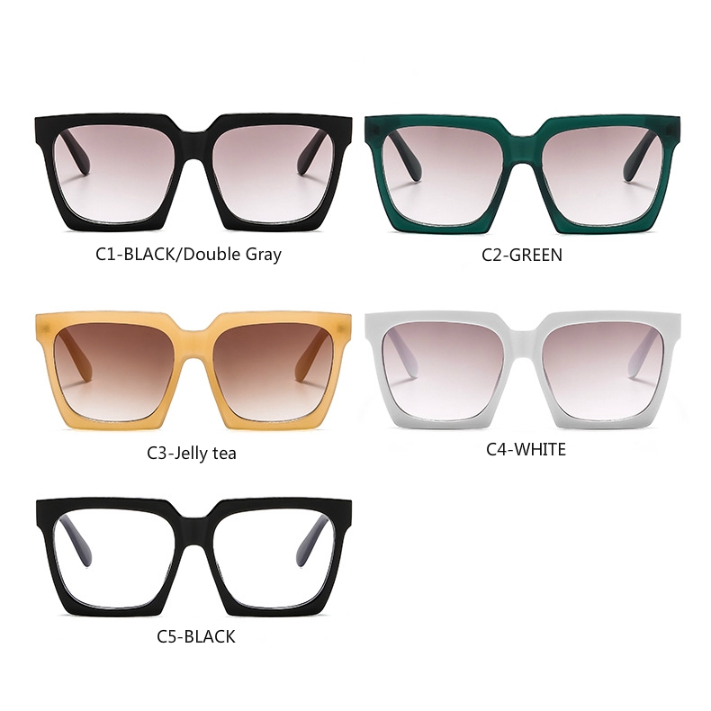 Fashion big frame jelly color ins trend square metal hinge sunglasses