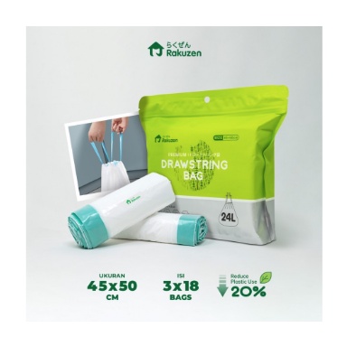 Rakuzen Premium Drawstring Bag Kantong Sampah Plastik Dengan Tali