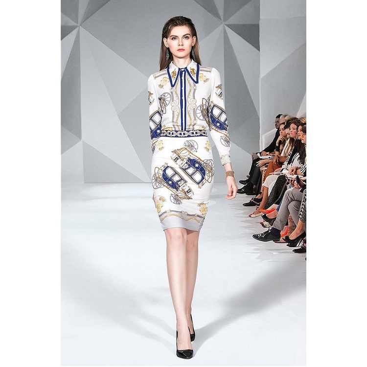 White Lux Bead (S,M,L) Blouse + Skirt - baju set wanita gucci look - baju import cina by vone_310