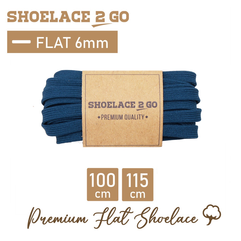 SHOELACE 2 GO PREMIUM TALI SEPATU GEPENG PIPIH FLAT J6 - BLUE PRUSSIAN - 100CM 115CM