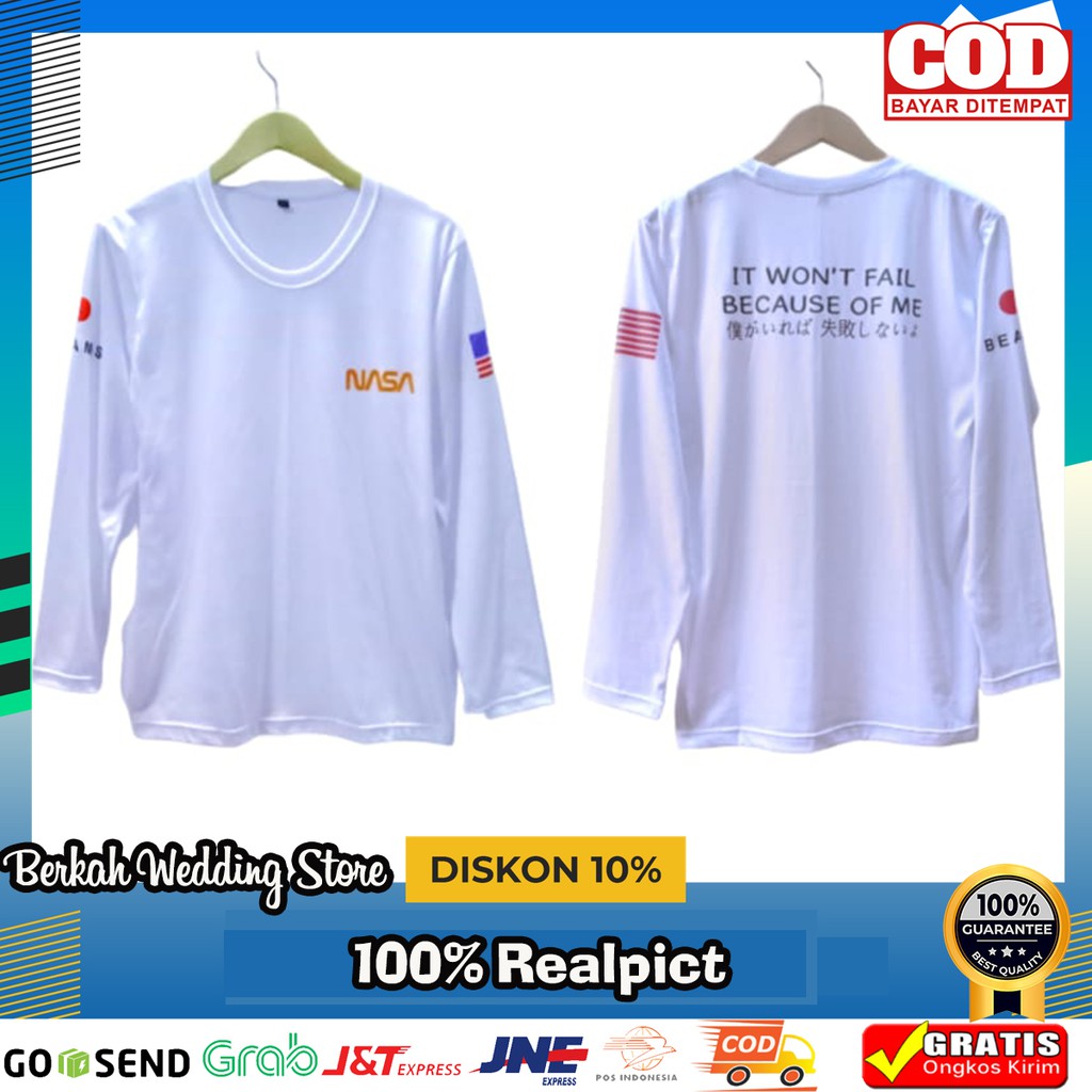 Kaos Distro Nasa Putih Lengan Panjang/kaos Distro Original/kaos clothing/kaos pria