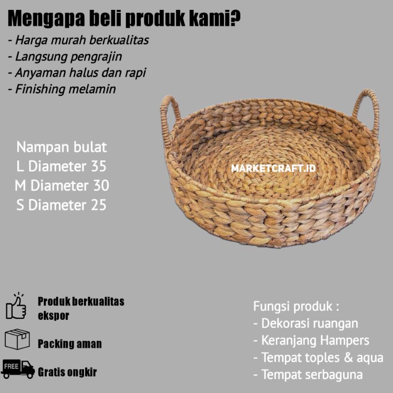 Nampan Anyaman/Baki anyaman/ tray enceng gondok/nampan rotan /tray rotan/baki rotan/Nampan bulat