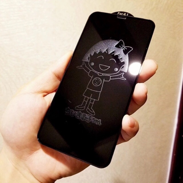 Tempered Glass IP 11PRO  6D Glitter Ip 8PLUS motif Maruko Chan Ip 11pro max