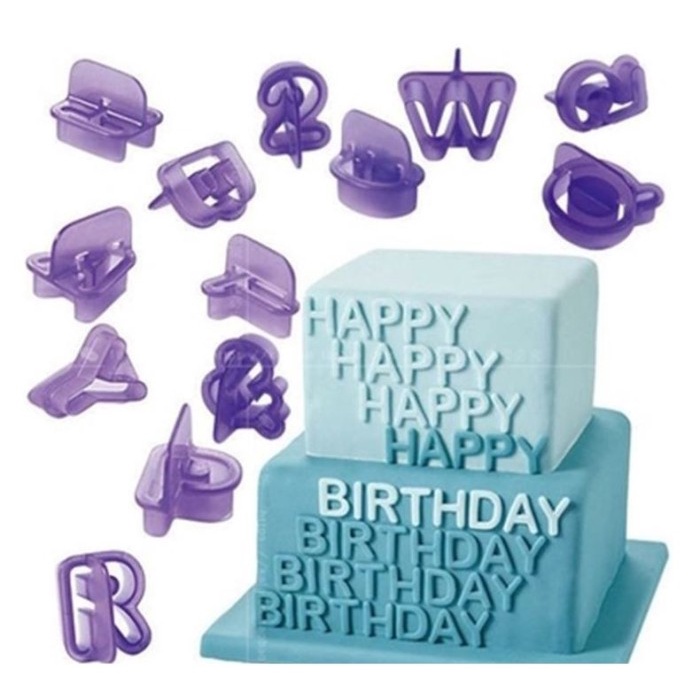 Cetakan Alphabet Huruf Angka Plastik Fondant Kue Icing Cookie Mold