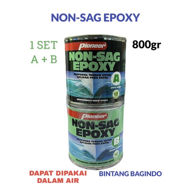 Lem Epoxy Pioneer Non Sag Marine Epoxy 800gr Dempul Kapal Anti Bocor