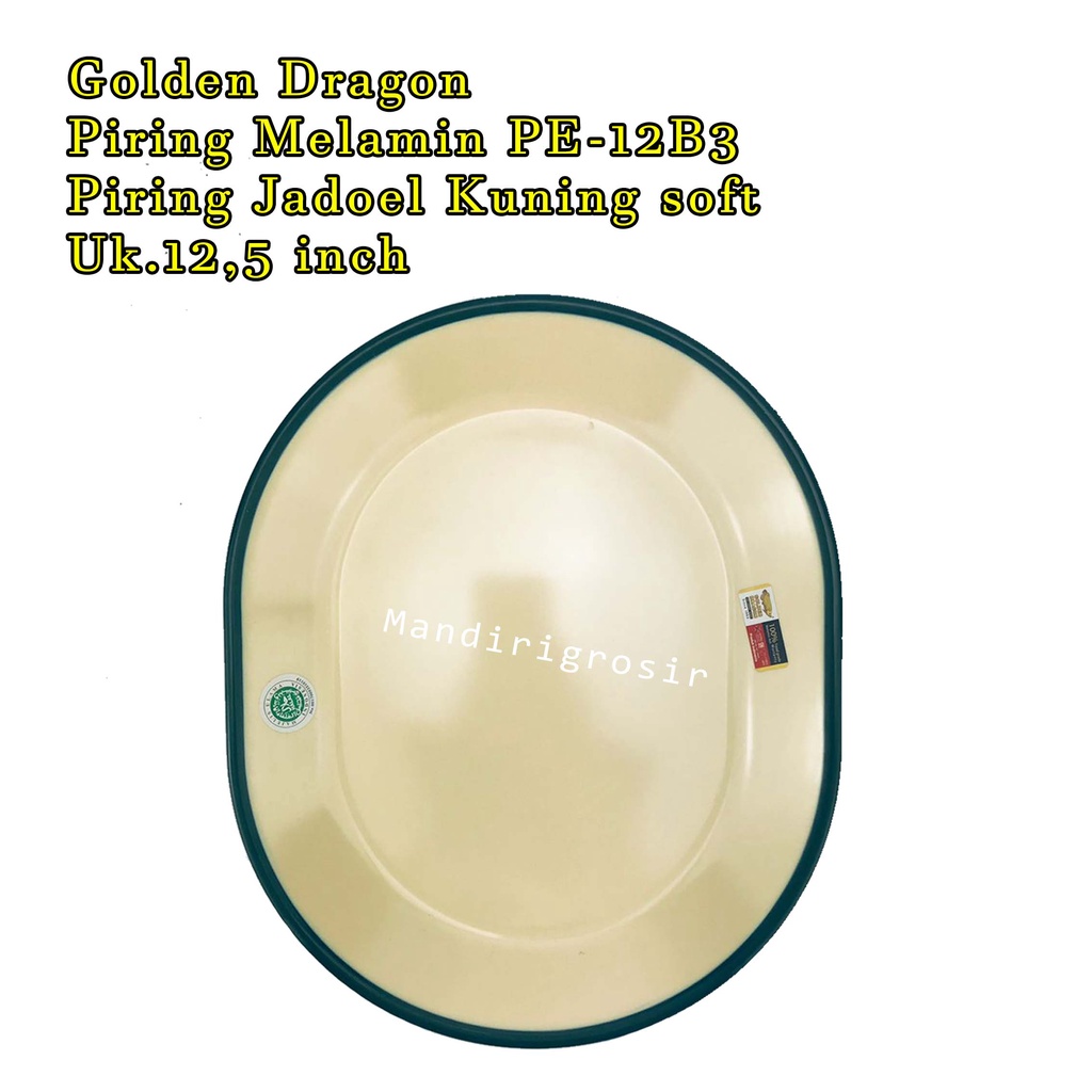 Golden Dragon * Piring Melamin * Piring Jadoel * PE-12B3 * Kuning soft * 12,5 inch