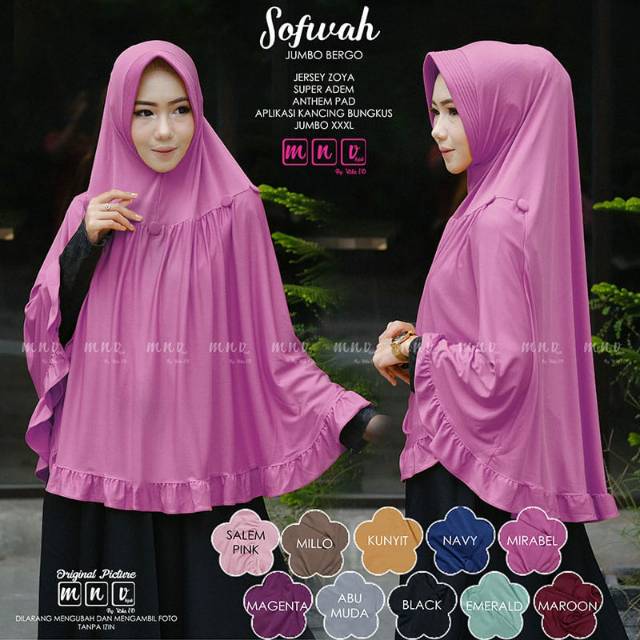 Khimar sofwah/sofwah jumbo bergo/jilbab instan/khimar syari/kerudung/hijab jersey zoya/hijab instan