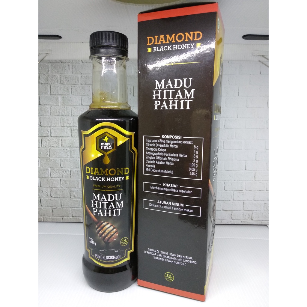 Madu Fira Diamond Madu Hitam Pahit Asli Plus Propolis Kualitas Premium 470gr