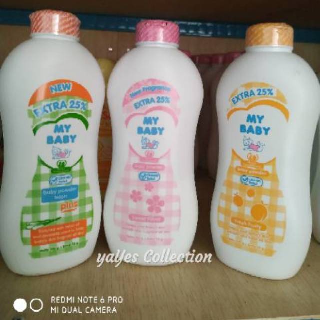 my baby powder 50 - 125 - 150 gr plus mybaby bedak bayi tabur extra 25 perawatan bayi biang keringat