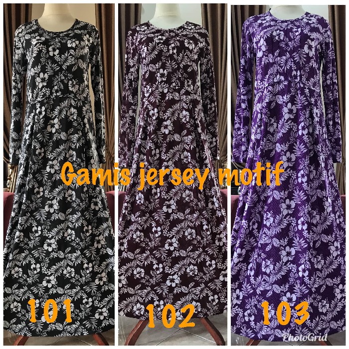 GAMIS JERSEY MOTIF BUNGA