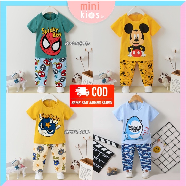 BAJU SET ANAK LAKILAKI KAIN KATUN PREMIUM SETELAN BAJU ANAK LENGAN PENDEK CELANA PANJANG