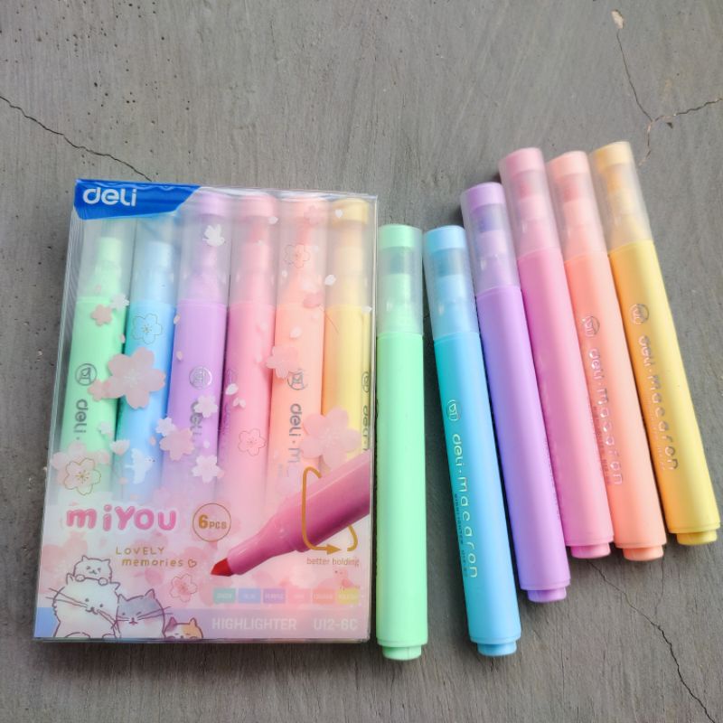 Deli Highlighter Penanda Warna Pastel | Stabilo warna pastel