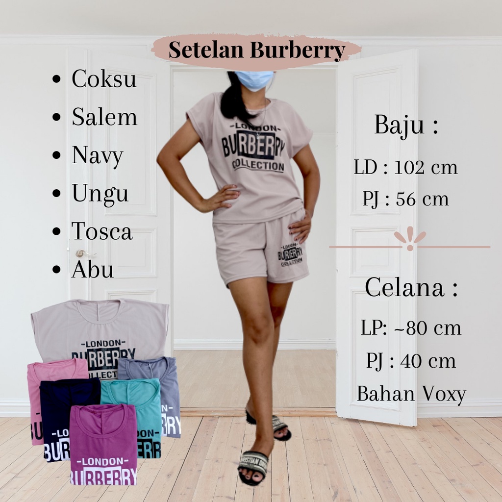 021 Setelan Atasan Celana Pendek Wanita Burberry