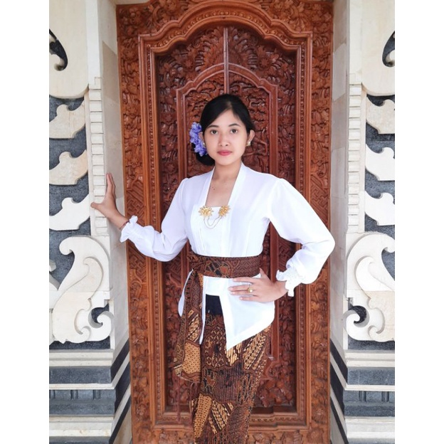 sale Kebaya Bali kebaya jadi motif lengan Aladin-Putih