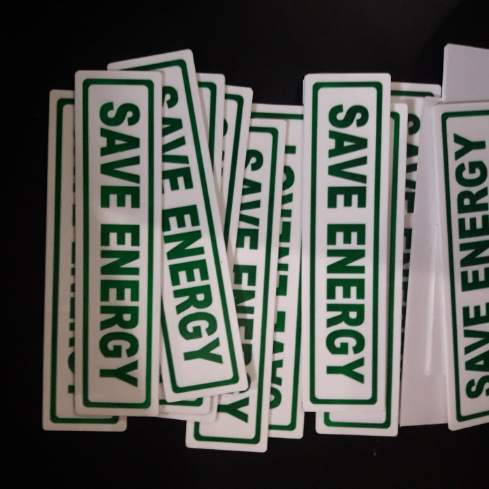 

Akrilik Sign label plat papan namarambu rambu SAVE ENERGY 20x5 Keren
