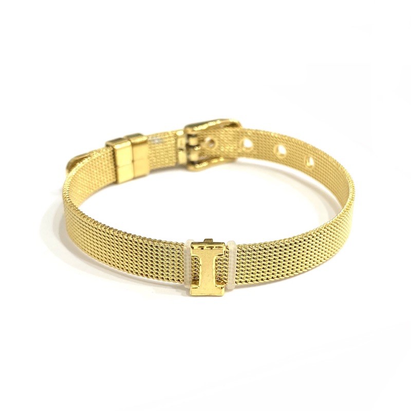 Gelang Gesper Arloji Set Liontin Emas Asli Kadar 700 Huruf I