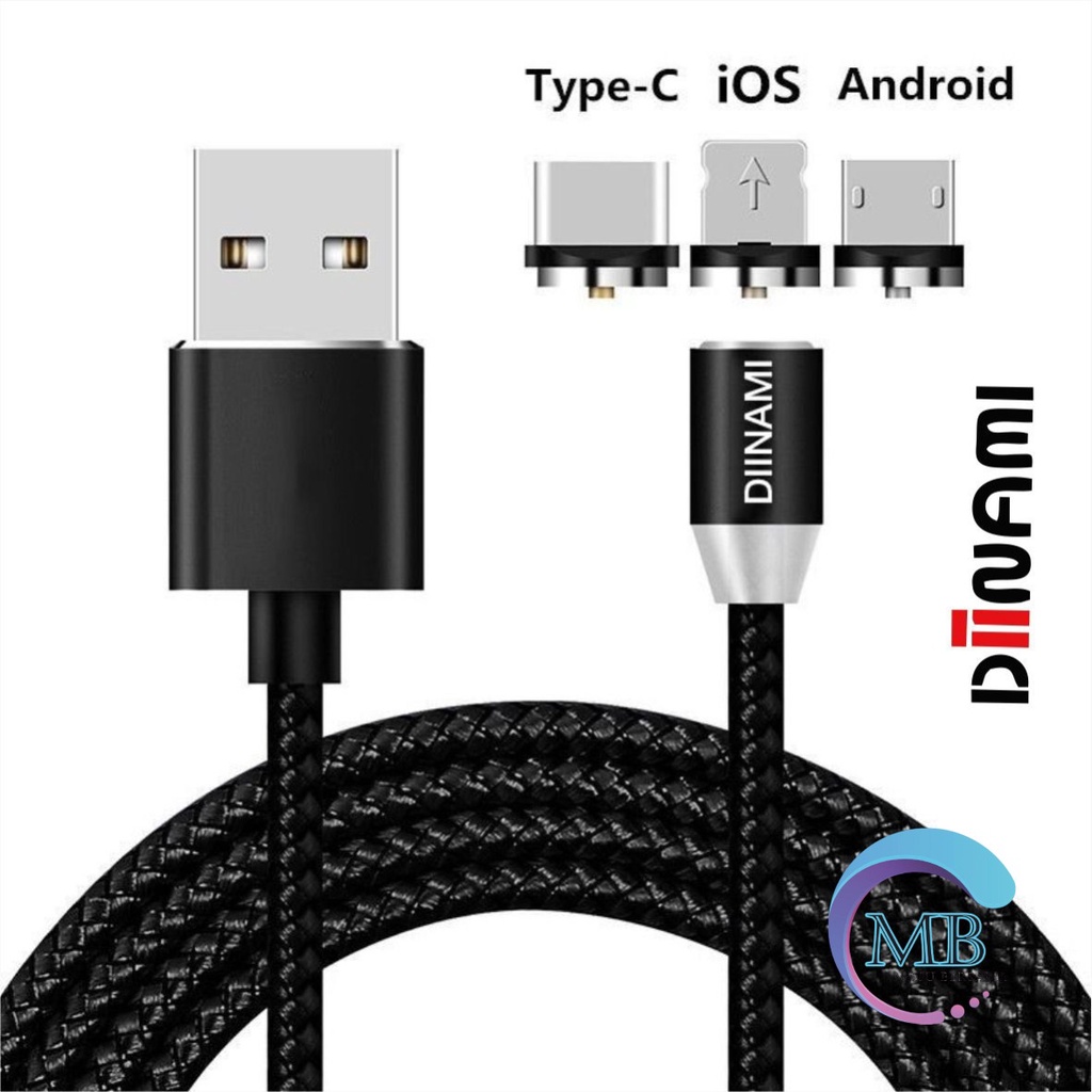 BM017 Kabel cable DIINAMI charger Cashan casan magnet magnetic 3in1 Micro iPhone tipe c fast charging 2.4A MB2246