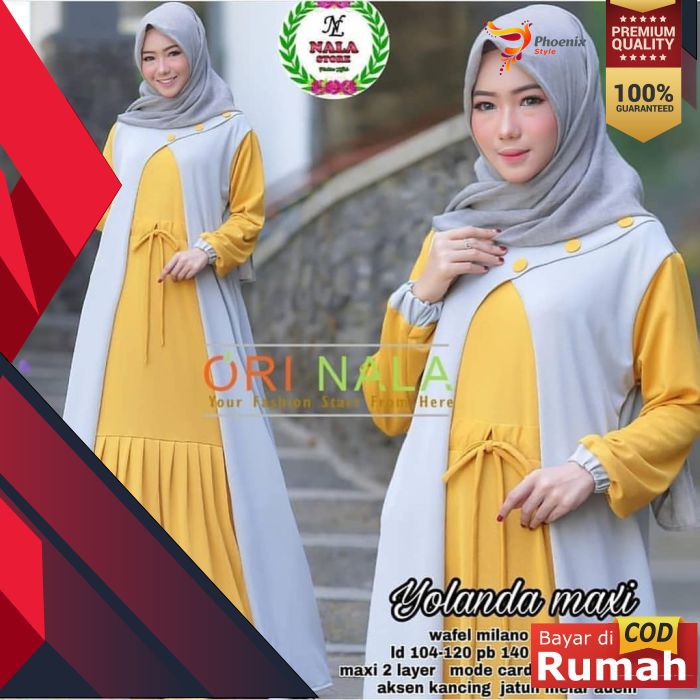 BAJU FASHION LONG DRESS PAKAIAN MUSLIMAH MAXY DRESS YOLANDA MAXY FASHION WANITA MUSLIM MAXI DRESS