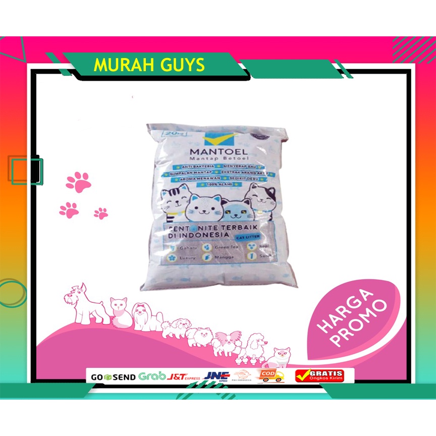 Pasir Kucing MANTOEL Gumpal Wangi 1kg Ecer Cat Litter Repack MANTOEL ANTI BAU tekstur lembut dan nyaman untuk kucing