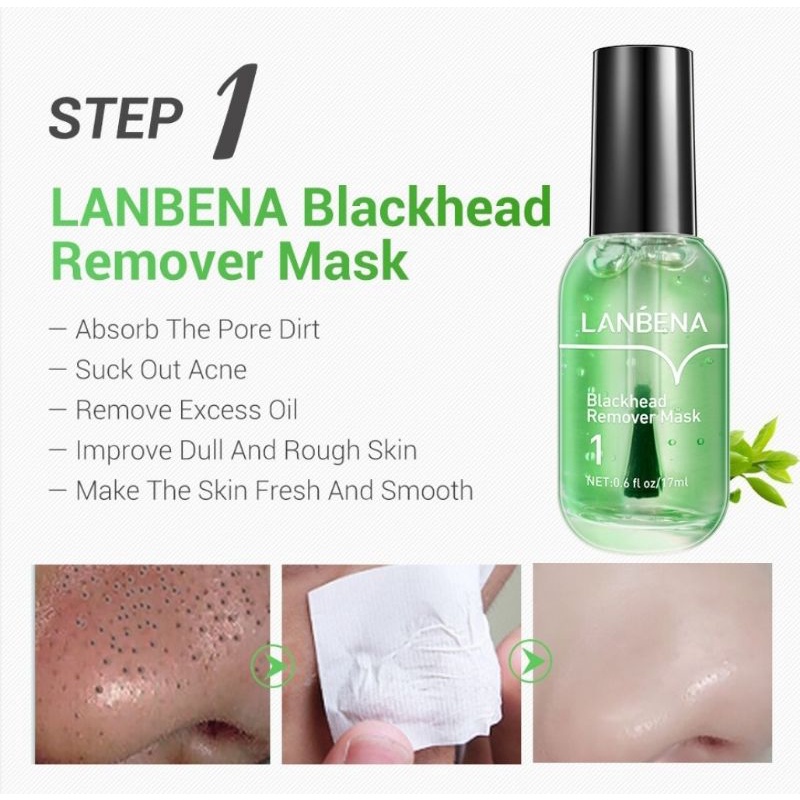 [BPOM] LANBENA Blackhead Remover Mask &amp; Pore Minimizer Serum 17ml -Penghilang Komedo &amp; Pengecil Pori