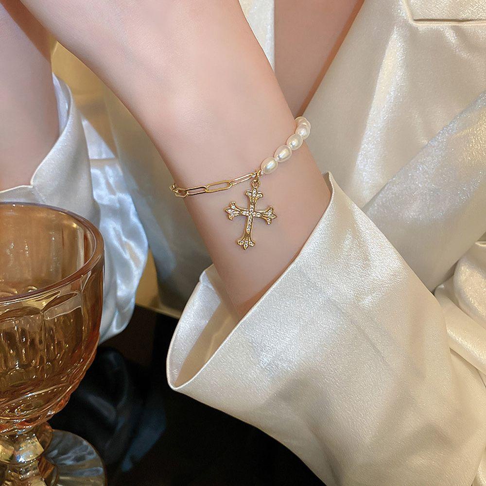 Mxbeauty Mutiara Gelang Minoritas Unik Adjustable Patchwork Cross OT Gesper Bunga Matahari Pesta Perhiasan Aksesoris Korea Style Jewelry