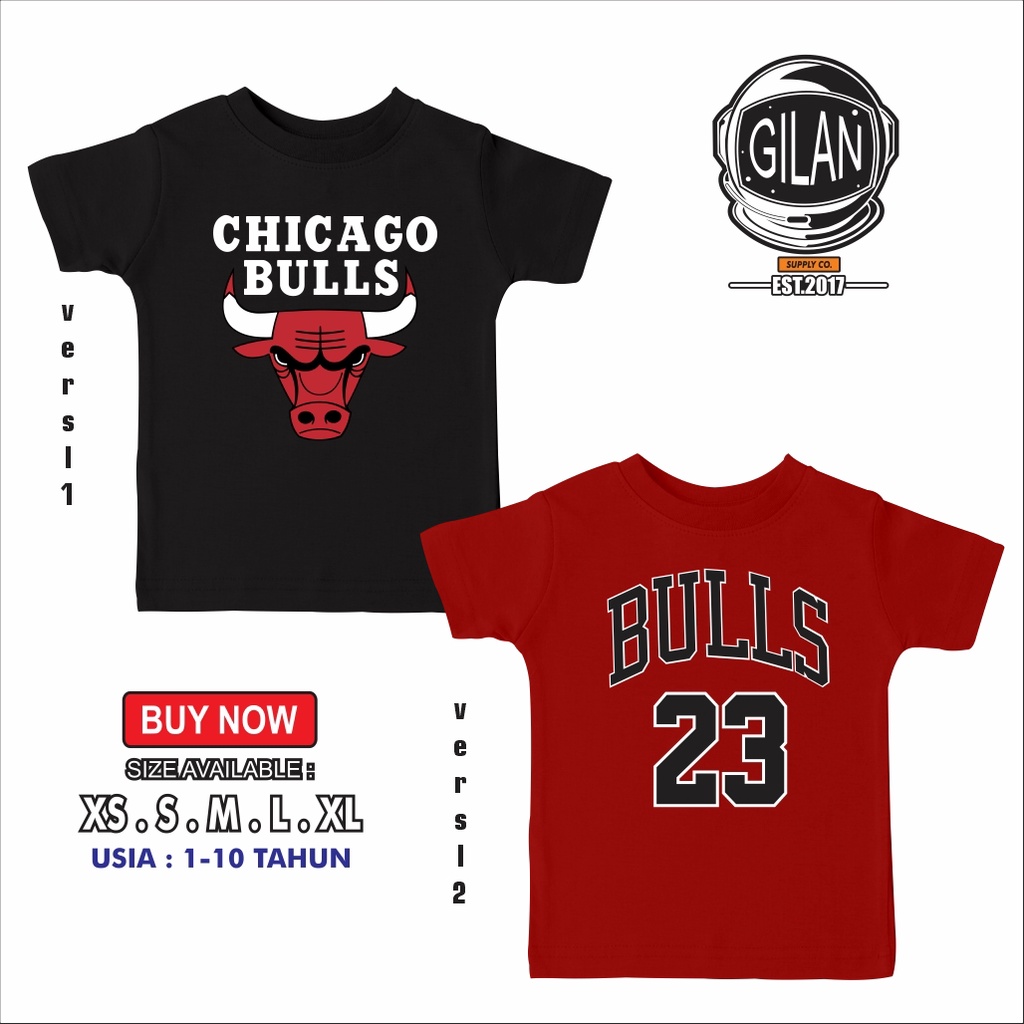 Kaos Baju Anak CHICAGO BULLS Logo NBA Kaos Basket  Sport -