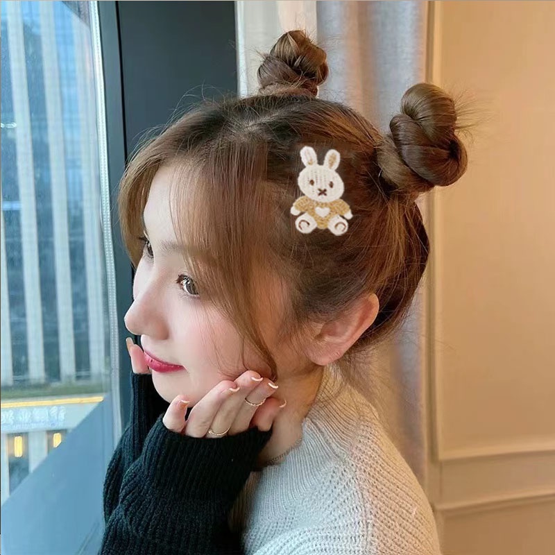 Hairpin Korean Bear Cute Wanita Hiasan Rambut Rajut Fashion Aksesoris Import