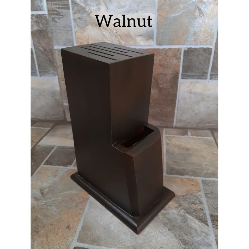 Tempat Pisau / Wadah Pisau dari Kayu Pinus - warna WALNUT