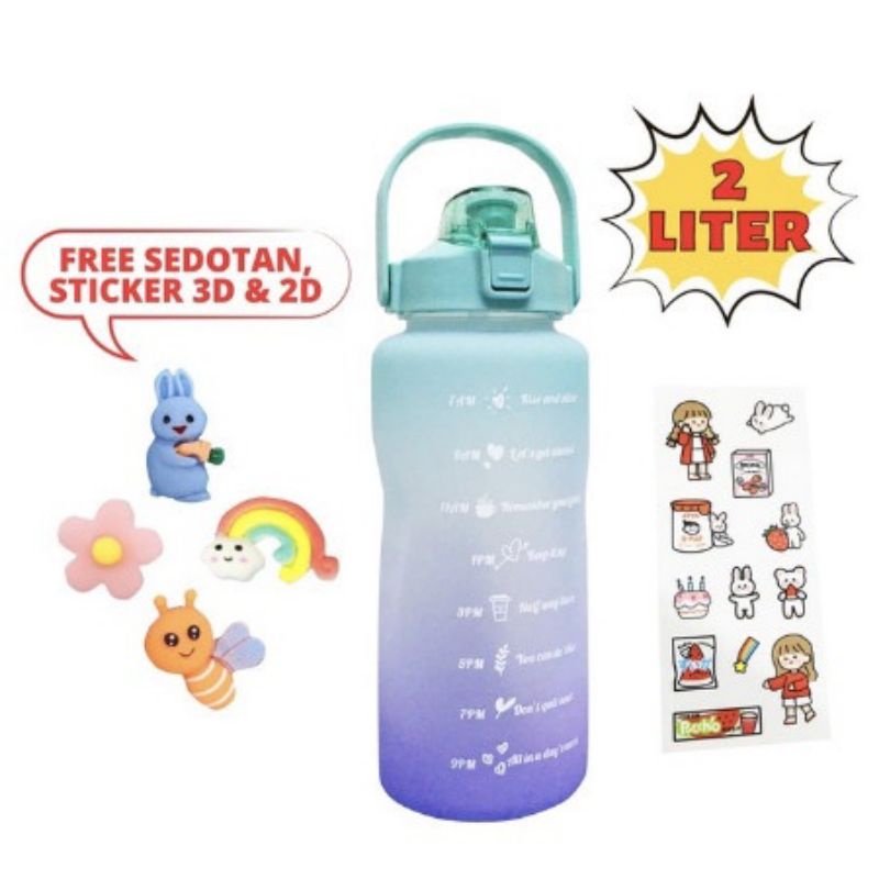 Botol Air Minum 2Liter Viral kapasitas 2 liter Air minum