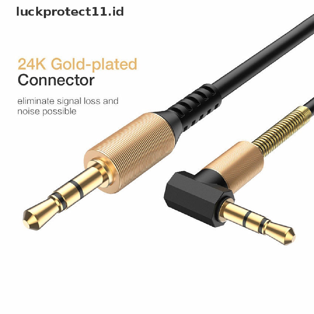 &lt; Luckprotect11.Id &gt; Kabel Tambahan Kabel Audio Bentuk L Male To Male 3.5mm Untuk Mobil