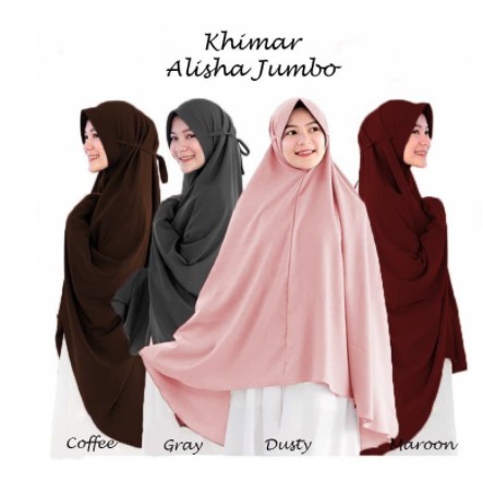 Jilbab Hijab Kerudung Bergo Tali Instan Khimar Alisha Syari Jumbo