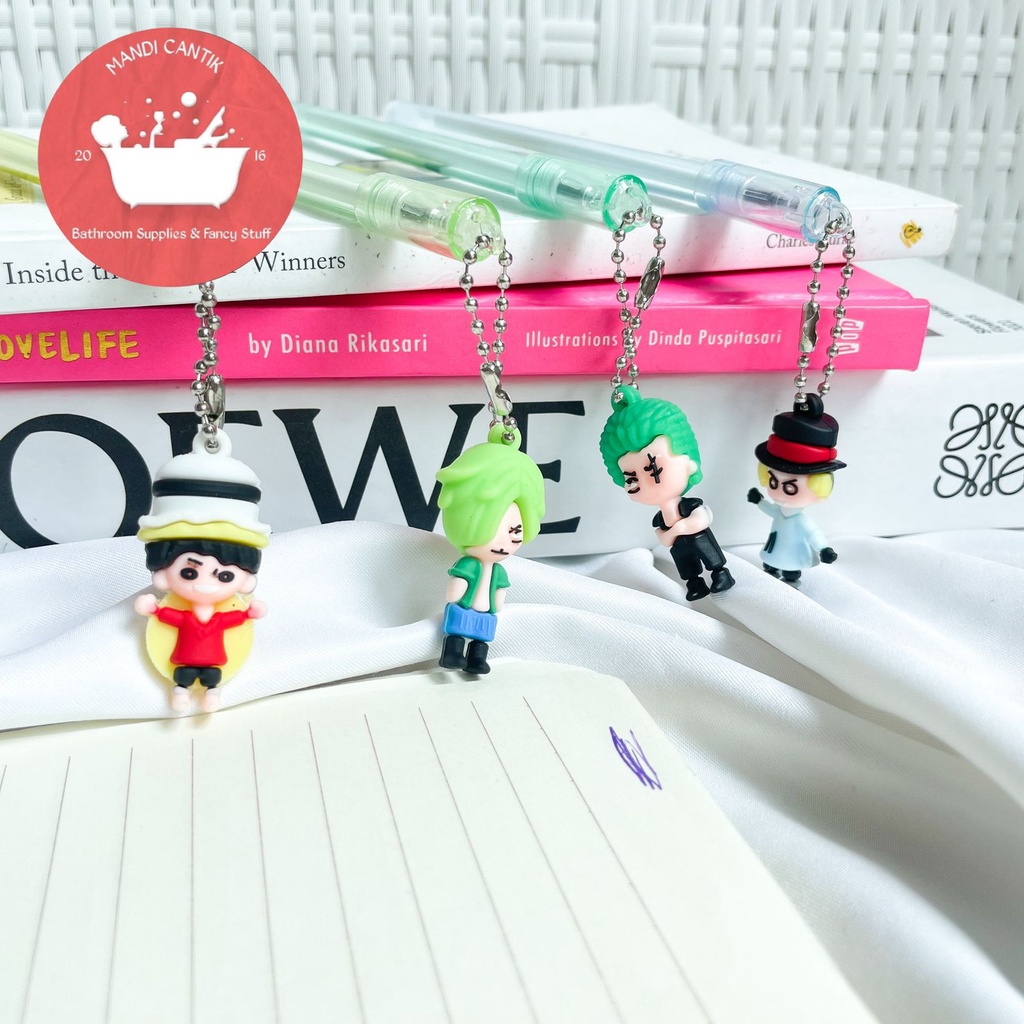 Pulpen gantungan One Piece pena pen lucu gel karakter mainan anime laki laki alat tulis lucu kado unik sekolah kantor-2