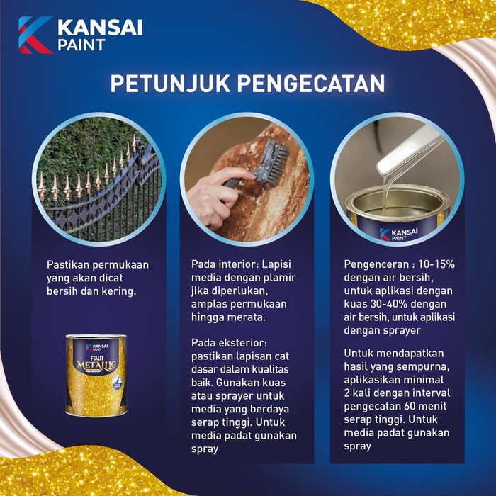 

kayucat- cat emas ftalit metallic water base 750cc semua warna -cat kayu
