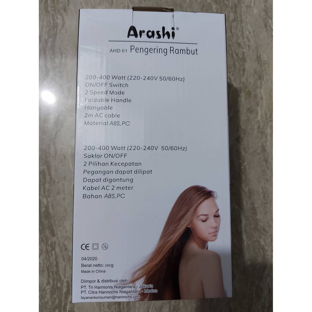 Hair Dryer ARASHI AHD 01/ Pengering Rambut Merek ARASHI AHD 01/ Pengering Rambut Travel Mini ARASHI