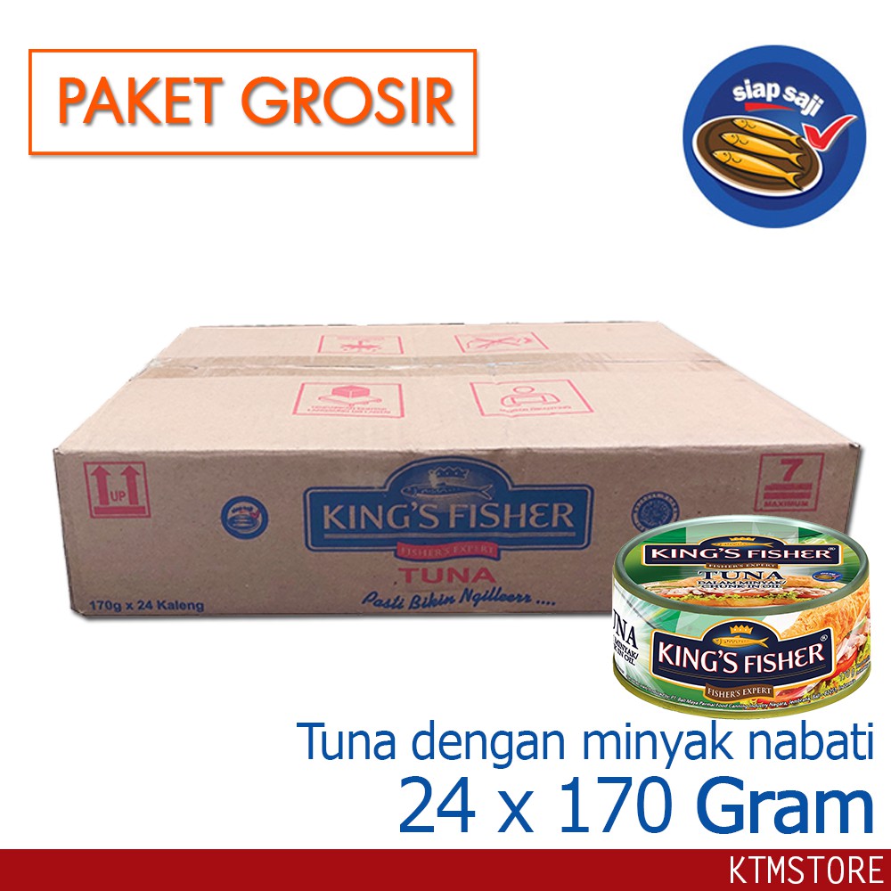 

KtmStore Paket 24 pcs King's Fisher Tuna dalam Minyak Nabati Tuna in Oil Daging Tuna Makanan Kaleng