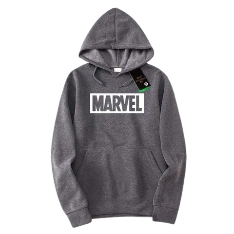 MARVEL WHITE Jumper Hoodie II MARVEL Sweater Hoodie II Sweter Oblong Topi Sz M - XL ( Pria &amp; Wanita / Anak &amp; Dewasa )