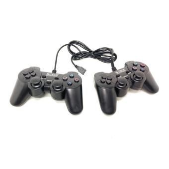 Gamepad double m-tech wired usb 2.0 black dual shock for ps3 pc laptop mt-830d - Joystick controller mtech 2 hitam mt830d