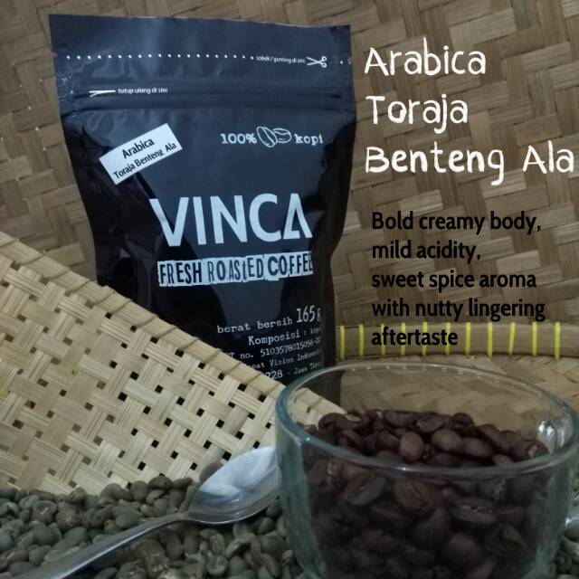 

Vinca kopi Arabica Toraja Benteng Ala 165 gram