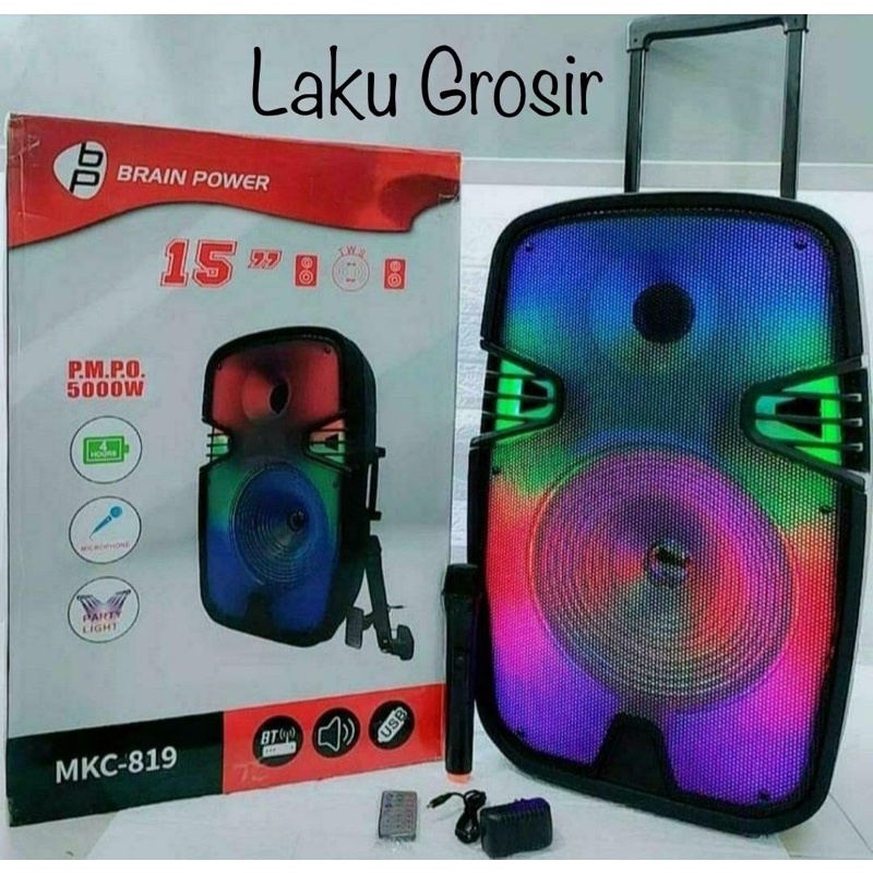 Speaker spiker wireless bluetooth 15 inch BP 819 portable plus mic