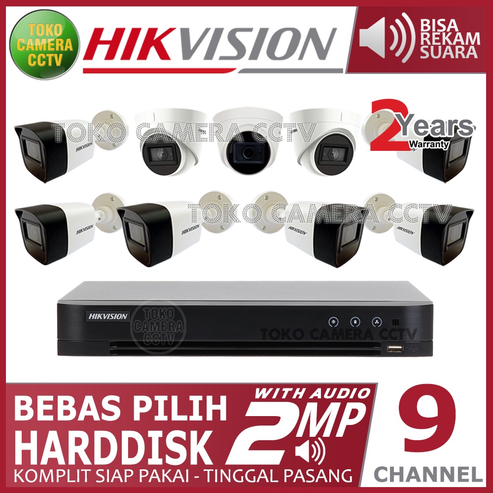 PAKET CCTV HIKVISION 2MP 16 CHANNEL 9 KAMERA AUDIO