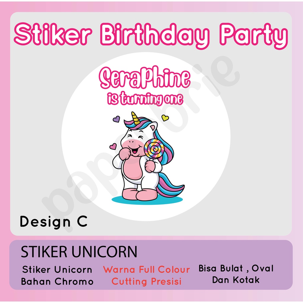 label stiker UNICORN Ulang Tahun Anak - sticker birthday party stiker hampers sticker hamper stiker bingkisan ultah